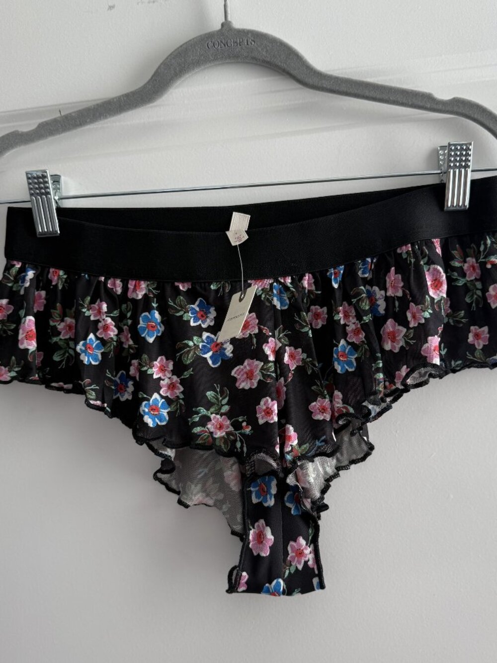 Anthropologie LyreBird Black Floral Skirty Briefs Panty S NWT - Picture 4 of 6